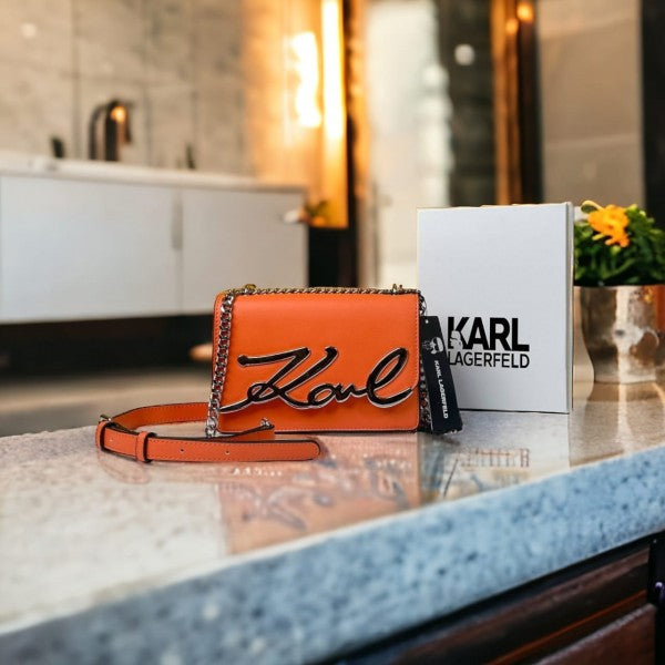 KARL LAGER FELD Signature Cross Body Shoulder Bag With OG Box & Dust Bag