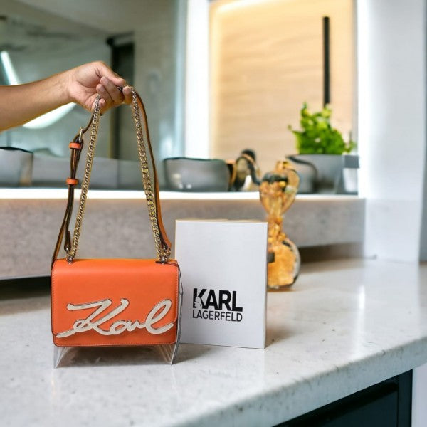 KARL LAGER FELD Signature Cross Body Shoulder Bag With OG Box & Dust Bag