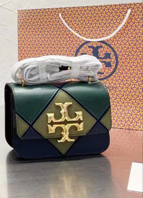 TORY BURCH ELANOR DIAMOND QUILT AND PLAIN STRAP HANGING