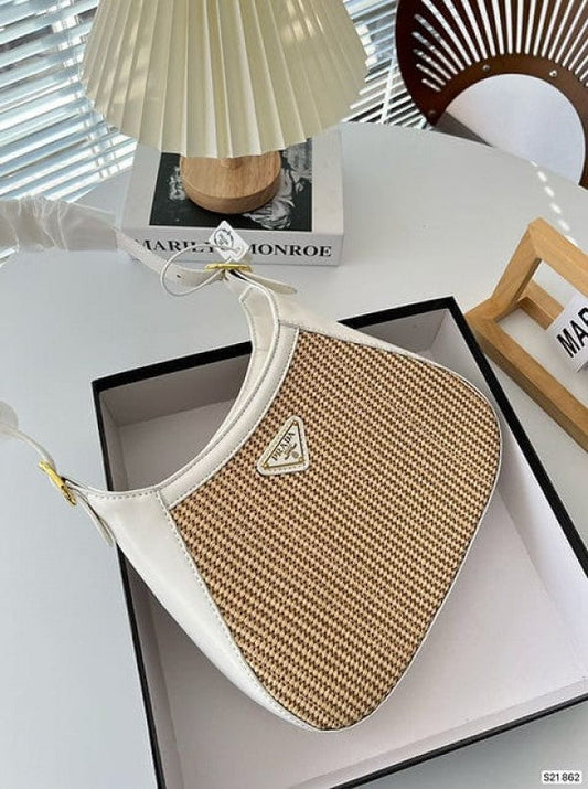 Prada Jute Shoulder Bag With OG Box & Dust Bag