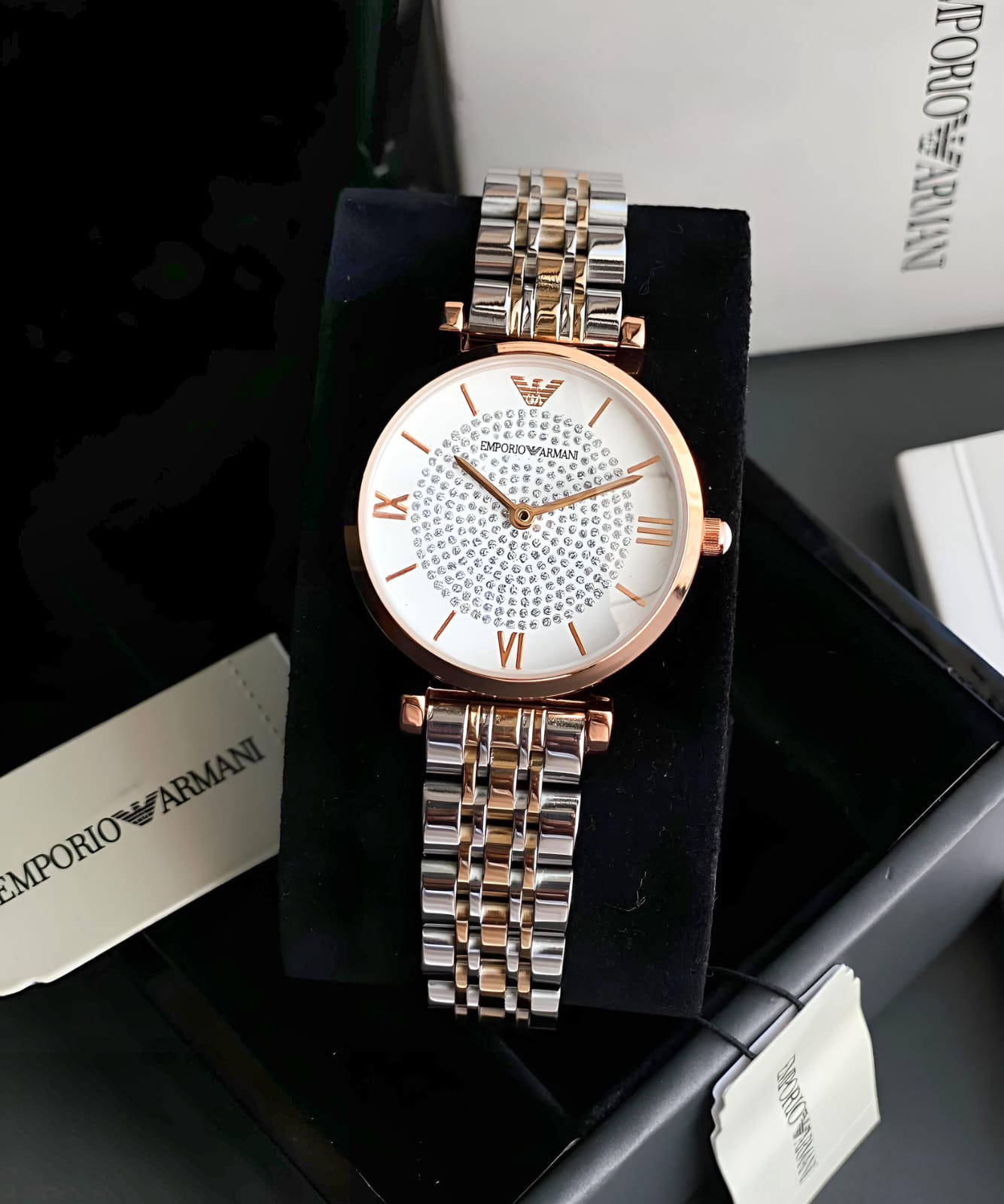 Armani Women's Rose Gold Diamond Face Dial