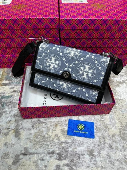 Tory Burch T Monogram Shoulder Bag With Adjustable Strap With OG Box & Dust Bag