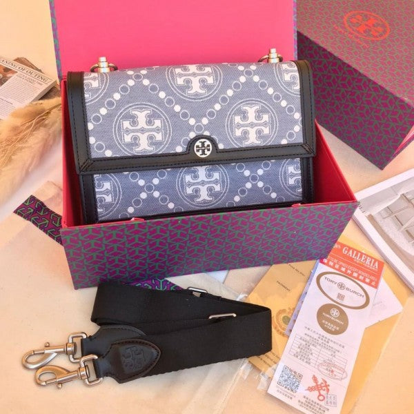 Tory Burch T Monogram Shoulder Bag With Adjustable Strap With OG Box & Dust Bag