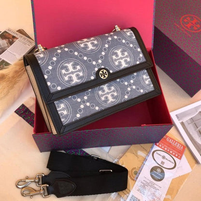 Tory Burch T Monogram Shoulder Bag With Adjustable Strap With OG Box & Dust Bag