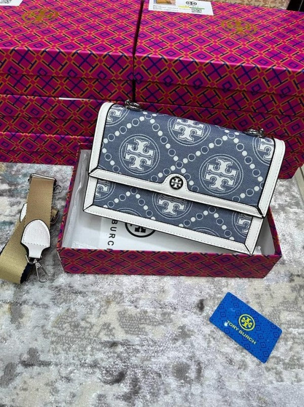 Tory Burch T Monogram Shoulder Bag With Adjustable Strap With OG Box & Dust Bag