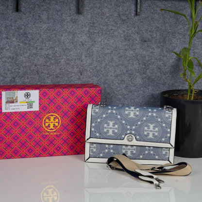 Tory Burch T Monogram Shoulder Bag With Adjustable Strap With OG Box & Dust Bag