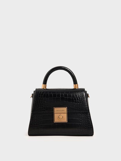 CHARLES CROCO LOOKS STRUCTURED TOP HANDLE BAG