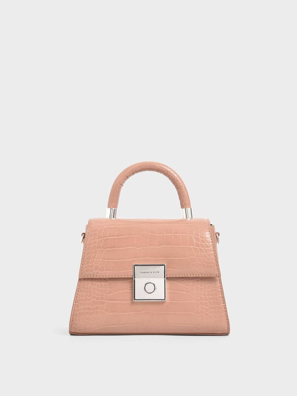 CHARLES CROCO LOOKS STRUCTURED TOP HANDLE BAG