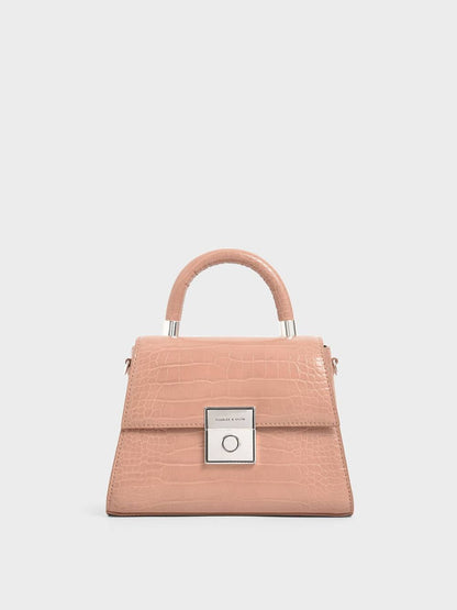 CHARLES CROCO LOOKS STRUCTURED TOP HANDLE BAG