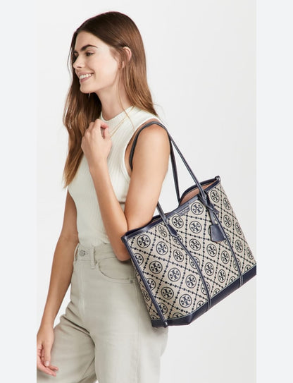 TORY BURCH PERRY JACQUARD T MONOGRAM TOTE BAGS