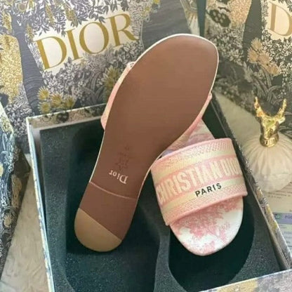 Christian Dior Pink Tiger Dway Slide With OG Box & Carry Bag