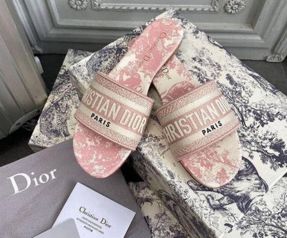 Christian Dior Pink Tiger Dway Slide With OG Box & Carry Bag