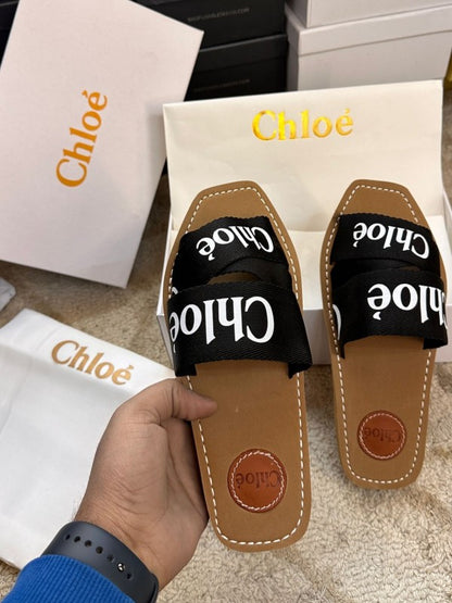 Chloe Woody Flats Slide