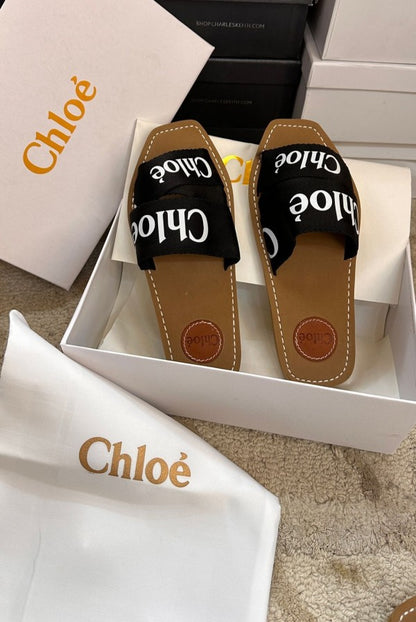 Chloe Woody Flats Slide