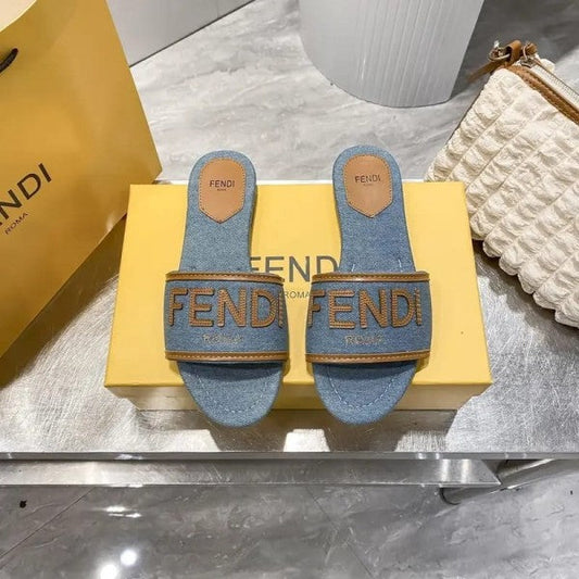 Fendi Denim Logo Flats