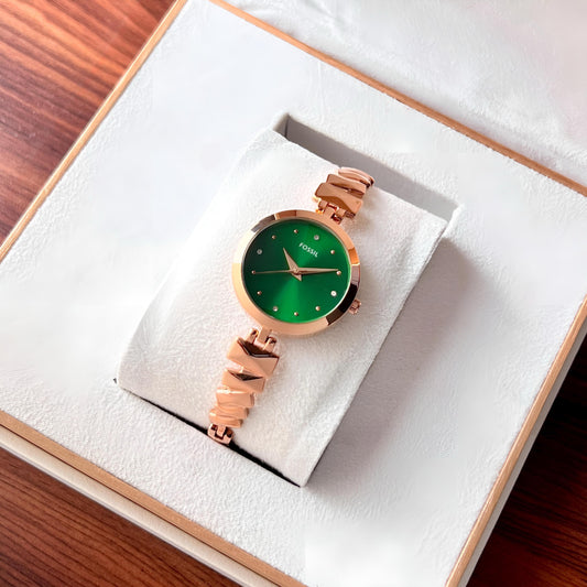 Fossil Women's Rose Gold With Beautiful Green dial