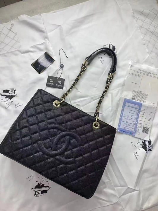 Chanel Classic Gst Caviar Grained Leather Tote Bag