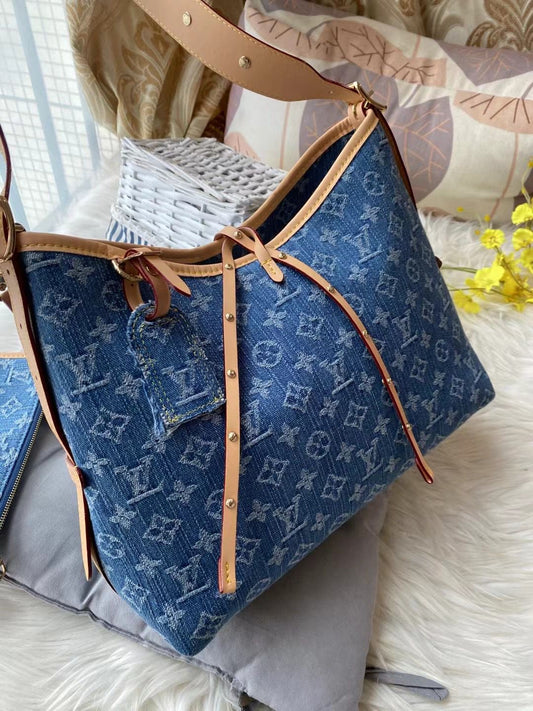 Louis Vuitton Carryall Denim Signature Hobo