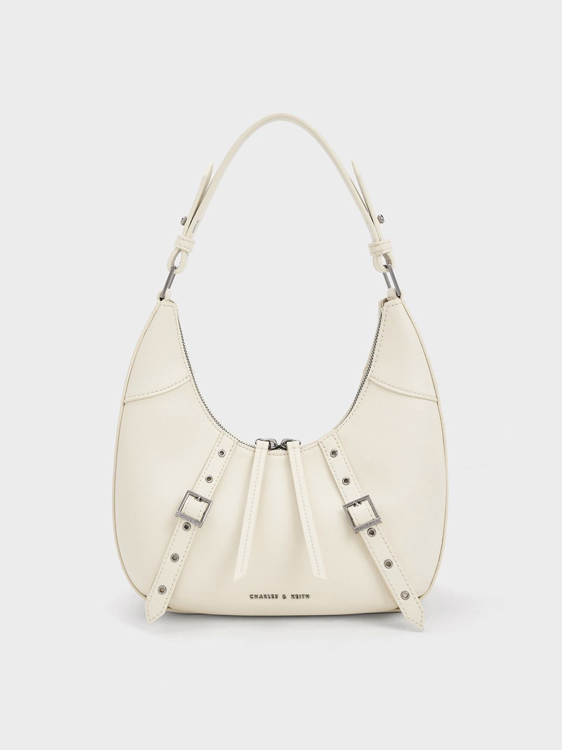 Charles & Keith Grommet Crescent Hobo Bag