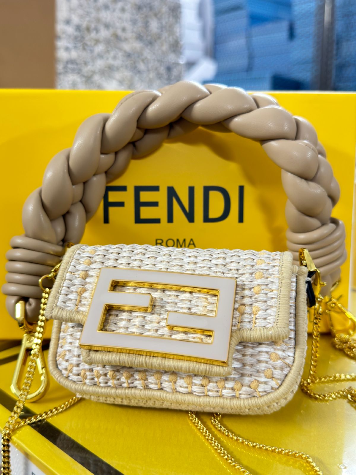 FENDI NANO JUTE BAGUETTE MULTI PURPOSE NANO BAG