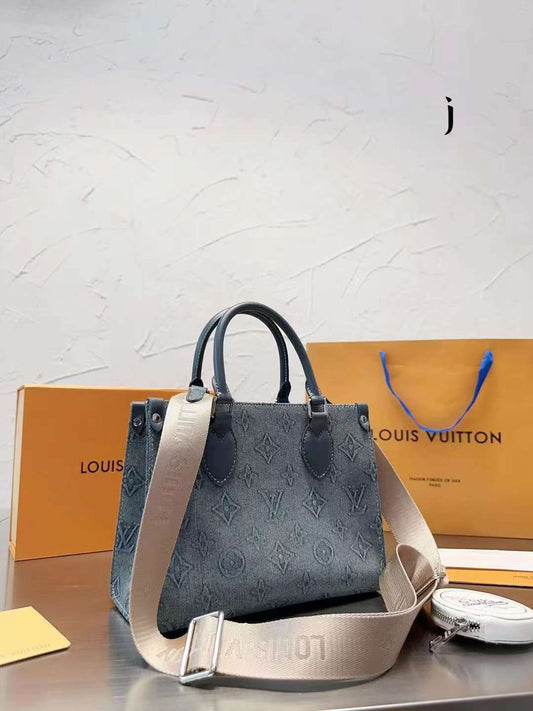 LOUIS VUITTON DENIM ON THE GO POCHETTE BAG