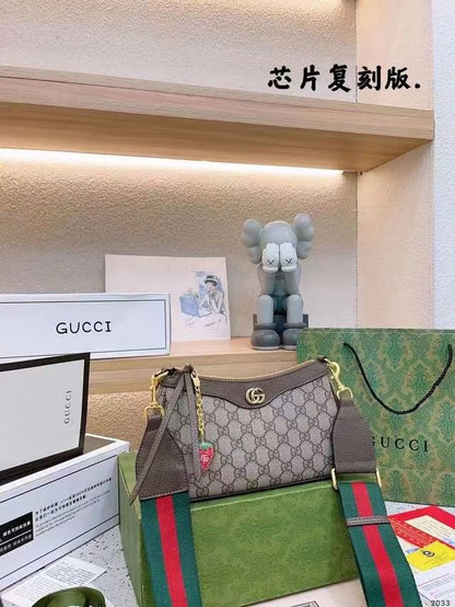 GUCCI OPHIDIA SHOULDER BAG WITH STRAWBERRY CHARM