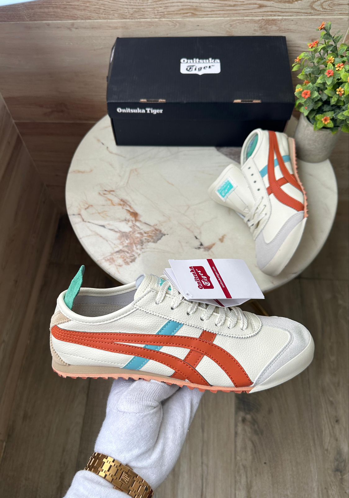 Onitsuka tiger leather trainers sky red