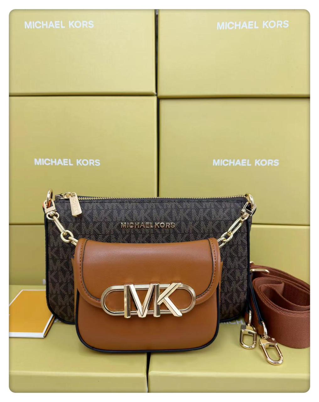 MICHAEL KORS THREE WAY USE POCHETTE WITH  SMALL DETACHABLE BAG