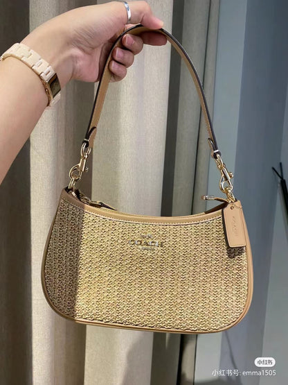 COACH STRAW TERRY SHOULDER BAG