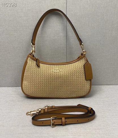 COACH STRAW TERRY SHOULDER BAG