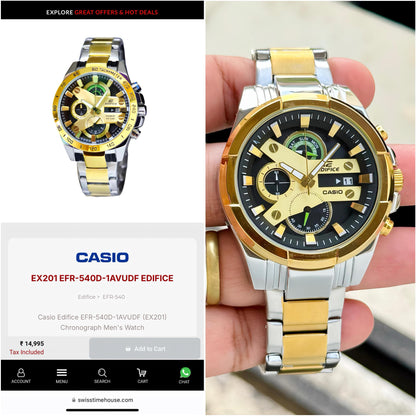 New Casio Edifice EFR540 Premium Gold Silver Series