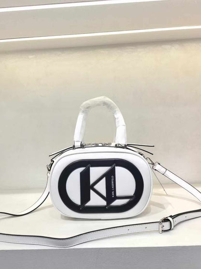 KARL LAGERFELD TEXTURED DETAILED TOP HANDLE CROSSBODY BAG