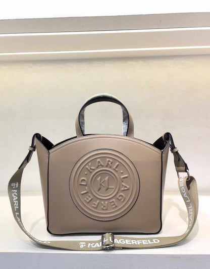 KARL LAGERFELD K CIRCLE EMBOSSED HANDBAG IN TOWN