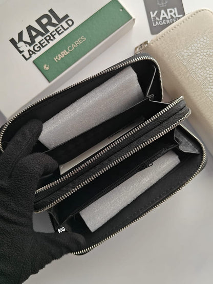 KARL LAGERFELD DOUBLE ZIPPER LONG WALLETS