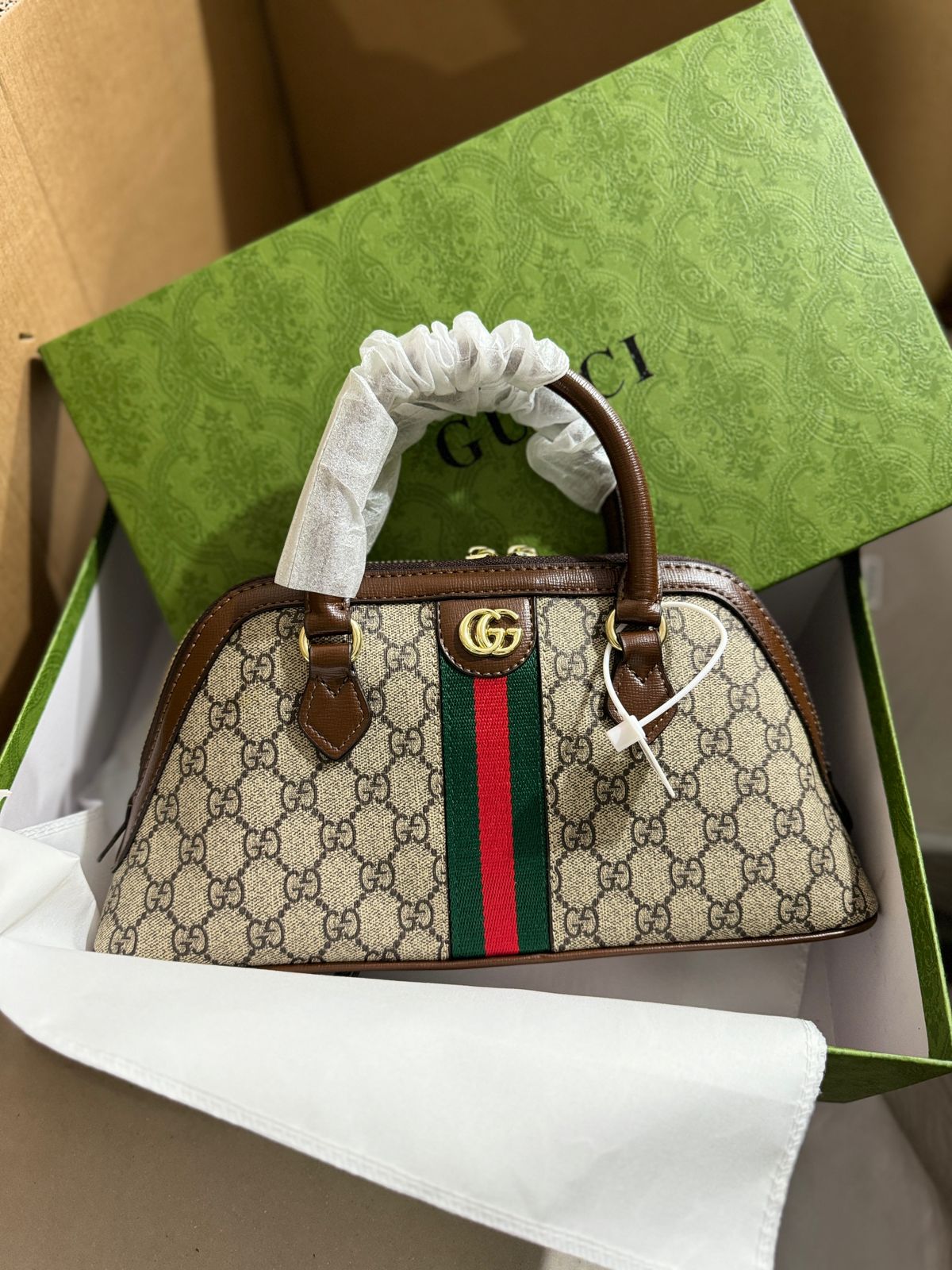 GUCCI OPHIDIA RECTANGULAR SHAPE ALMA TOP HANDLE BAG