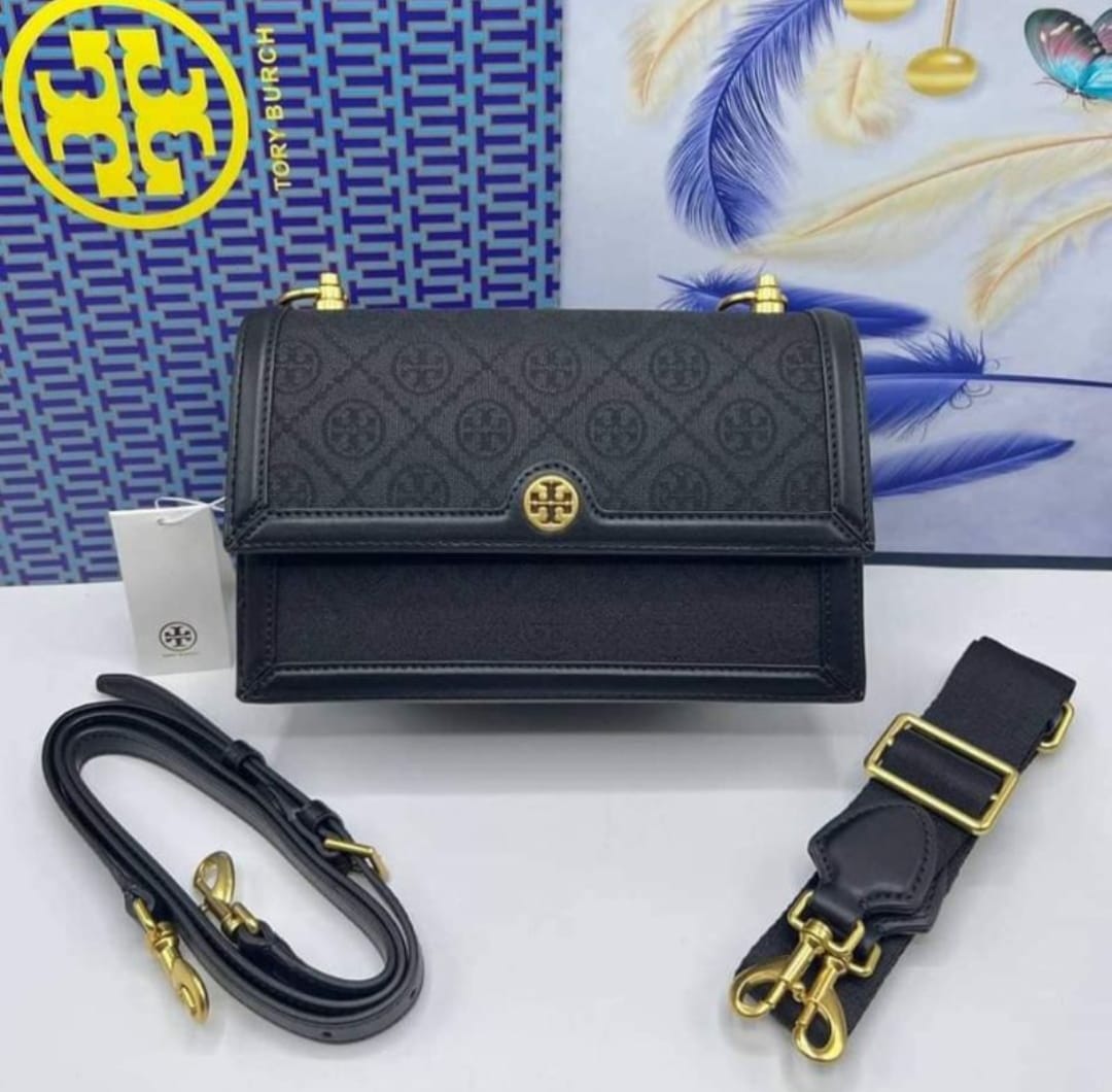 TORY BURCH T MONOGRAM JACQUARD SHOULDER BAGS