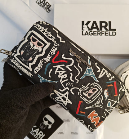 KARL LAGERFELD DOUBLE ZIPPER LONG WALLETS