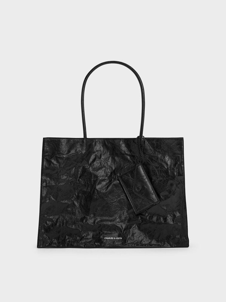 CHARLES & KEITH MATINA LARGE CRINKLE EFFECT TOTE BAG