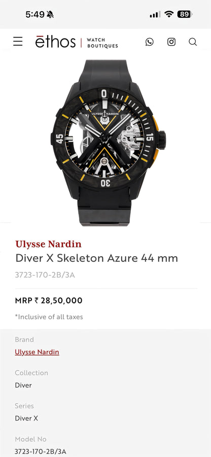 Ulsyee Nardin Diver X Skeleton Original Model