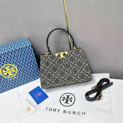 TORY BURCH ELANOR SPAZZOLATO SMALL CANVAS BAG
