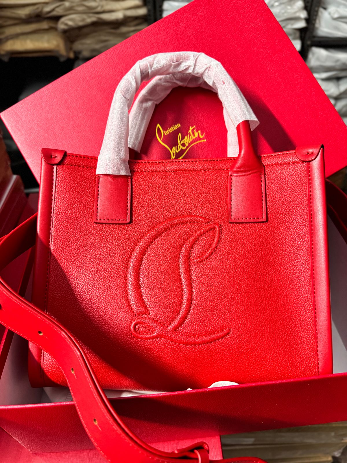 CHRISTIAN LOUBOUTIN BY MY SIDE MEDIUM SIZED SATCHEL TOTE BAG