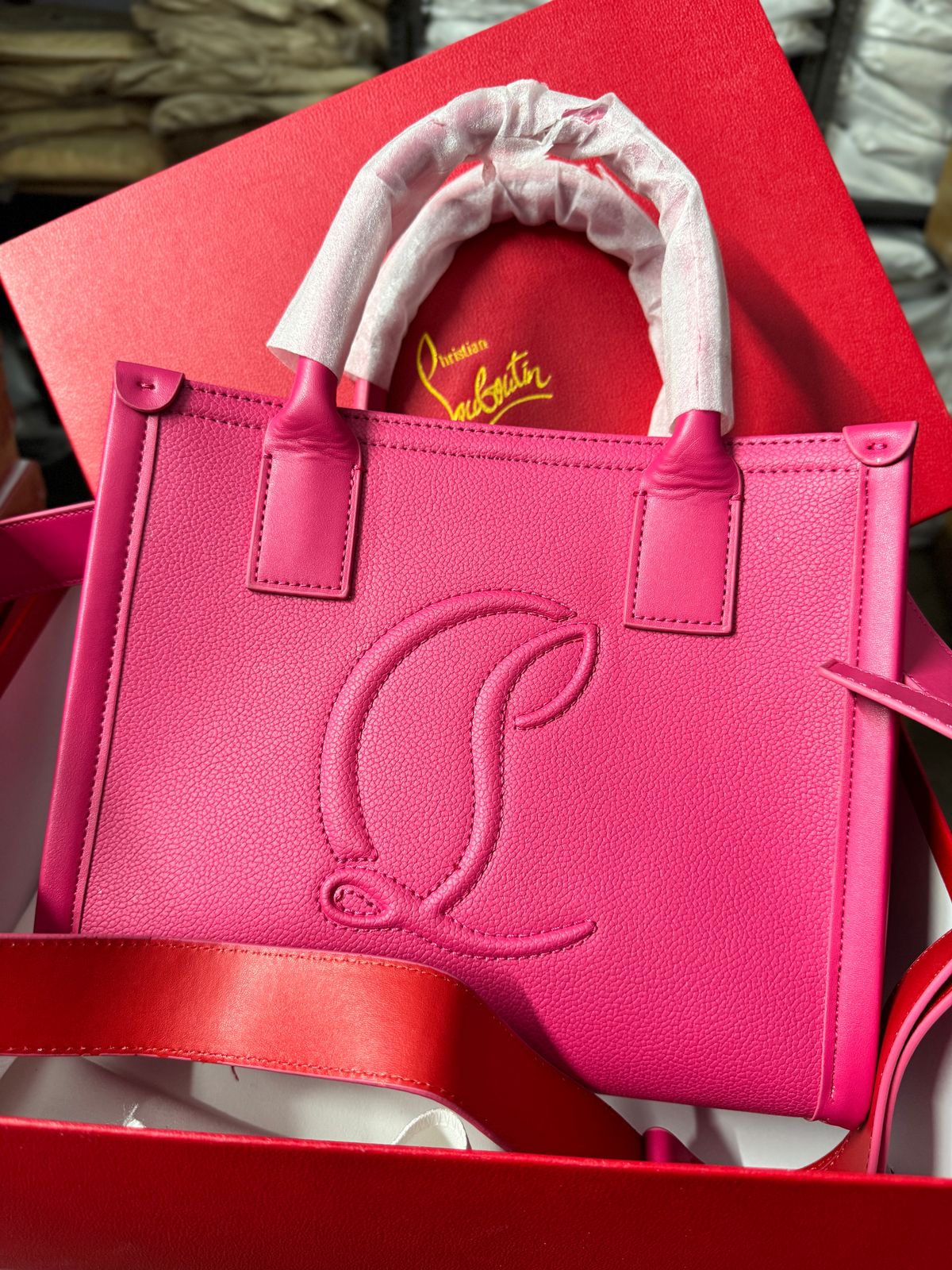 CHRISTIAN LOUBOUTIN BY MY SIDE MEDIUM SIZED SATCHEL TOTE BAG