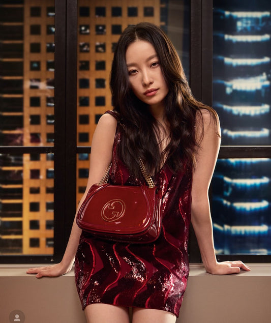 GUCCI BLONDIE PATENT SHOULDER BAGS IN TWO SIZES