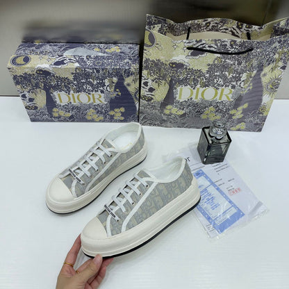 WMN Dior White/Grey Oblique Canvas Walk'n'Dior Sneakers (For Her) 👟🤍
