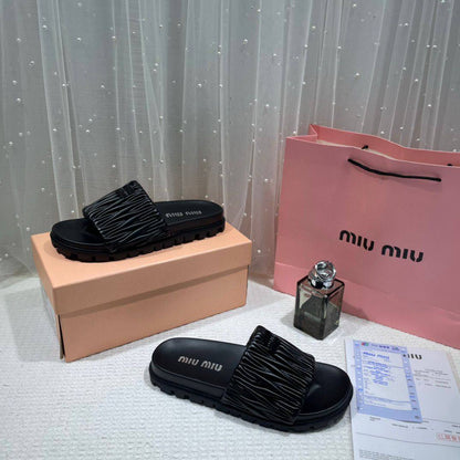 Miu Miu Matelasse Slides For Woman