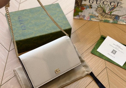 GUCCI MARMONT CHAIN LEATHER SLING BAG