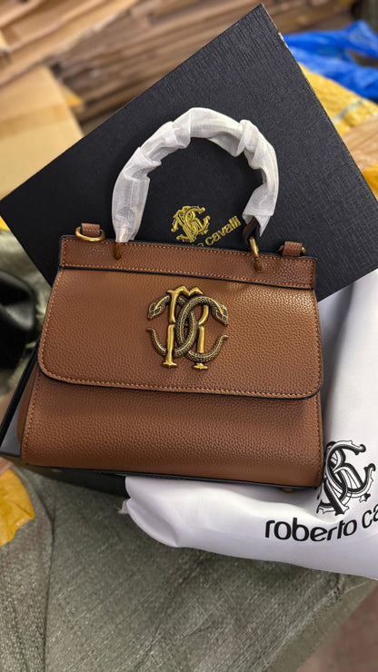 ROBERTO CAVALLI RC PLAQUE LOGO TOP HANDLE BAG