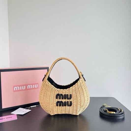 MIU MIU WANDER WICKER HOBO BAG