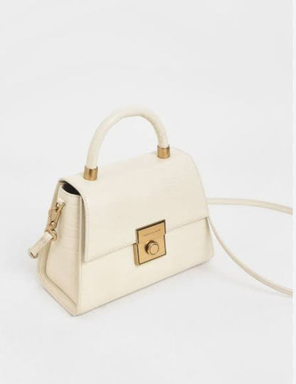 CHARLES CROCO LOOKS STRUCTURED TOP HANDLE BAG