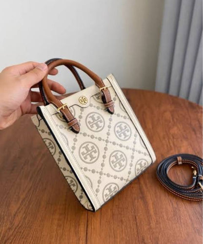 TORY BURCH T MONOGRAM JACQUARD MINI TOTE BAGS